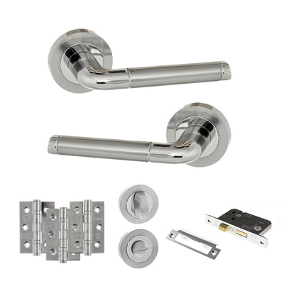 Atlantic Eco Ocean Door Handle Pack Bathroom Set - Satin Chrome/Polished Chrome - Privacy Fire Door Pack