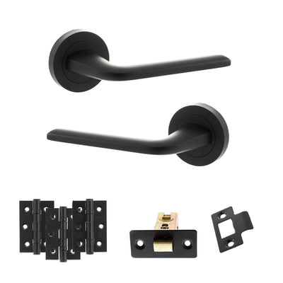 Atlantic Eco Surf Door Handle Pack Latch Set - Matt Black - Fire Door Pack