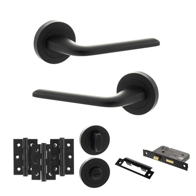 Atlantic Eco Surf Door Handle Pack Bathroom Set - Matt Black - Privacy Fire Door Pack