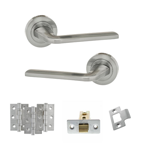 Atlantic Eco Surf Door Handle Pack Latch Set - Satin Chrome - Fire Door Pack