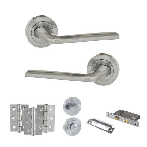 Atlantic Eco Surf Door Handle Pack Bathroom Set - Satin Chrome - Privacy Fire Door Pack