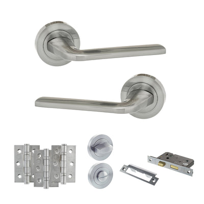Atlantic Eco Surf Door Handle Pack Bathroom Set - Satin Chrome - Privacy Fire Door Pack