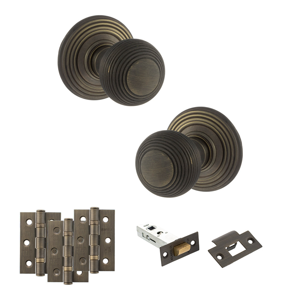 Atlantic Old English Ripon Door Knob Pack Latch Set - Urban Bronze - Fire Door Pack