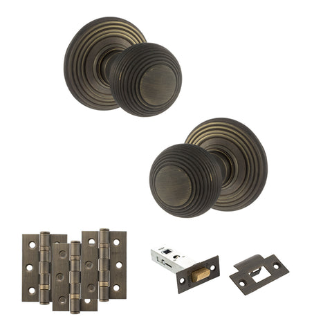 Atlantic Old English Ripon Door Knob Pack Latch Set - Urban Bronze - Fire Door Pack