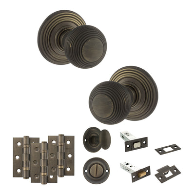 Atlantic Old English Ripon Door Knob Pack Bathroom Set - Urban Bronze - Privacy Fire Door Pack