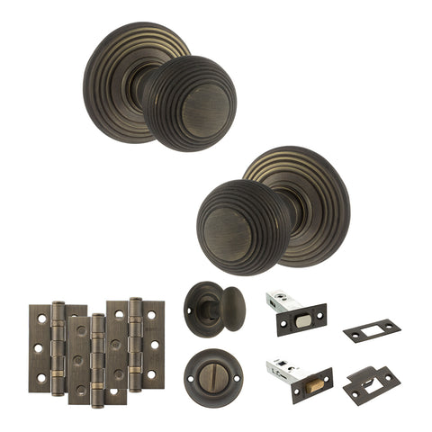 Atlantic Old English Ripon Door Knob Pack Bathroom Set - Urban Bronze - Privacy Fire Door Pack