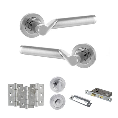 Atlantic STATUS Hawaii Door Handle Pack Bathroom Set - Satin Chrome/Polished Chrome - Privacy Fire Door Pack