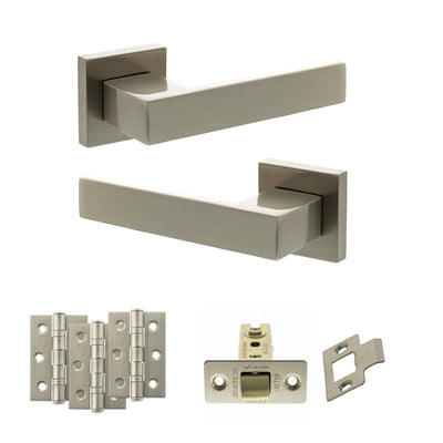 Atlantic Senza Pari Panetti Door Handle Pack Latch Set - Satin Nickel - Fire Door Pack