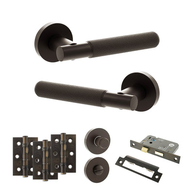 Atlantic Senza Pari Rosarno Door Handle Pack Bathroom Set - Urban Dark Bronze - Privacy Fire Door Pack