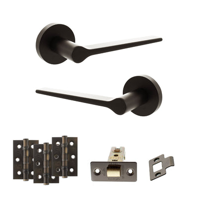 Atlantic Senza Pari Laviano Door Handle Pack Latch Set - Urban Dark Bronze - Fire Door Pack
