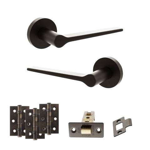 Atlantic Senza Pari Laviano Door Handle Pack Latch Set - Urban Dark Bronze - Fire Door Pack