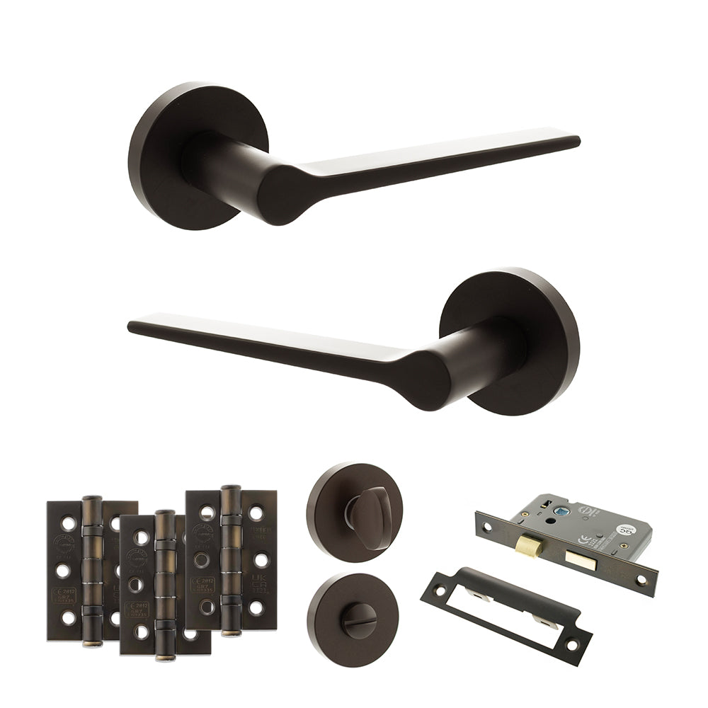 Atlantic Senza Pari Laviano Door Handle Pack Bathroom Set - Urban Dark Bronze - Privacy Fire Door Pack