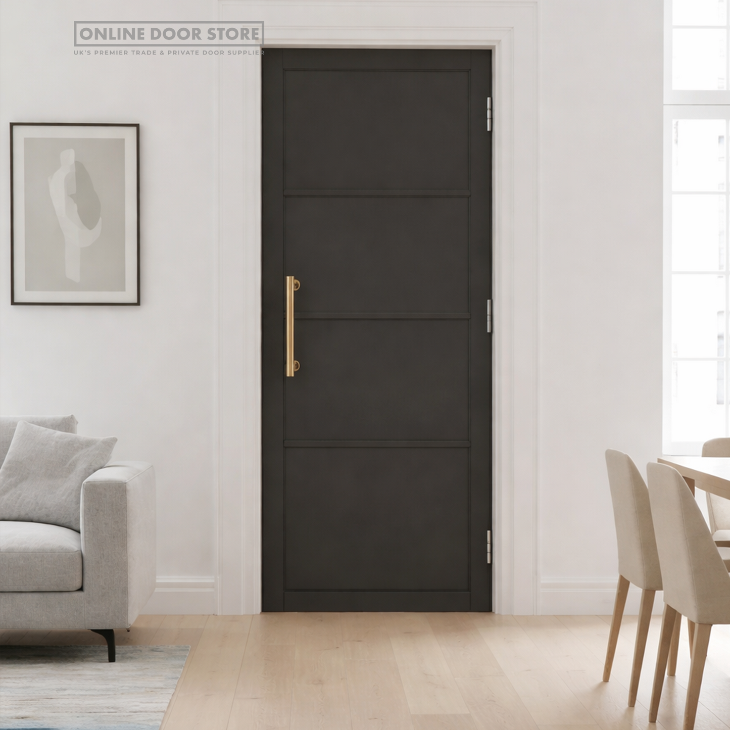 Aster Black Industrial 4-Panel Internal Door