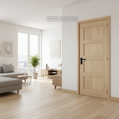 Aster Contemporary Shaker Four Panel Unfinished Oak Internal Door