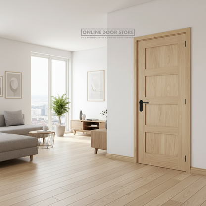 Aster Contemporary Shaker Four Panel Unfinished Oak Internal Door