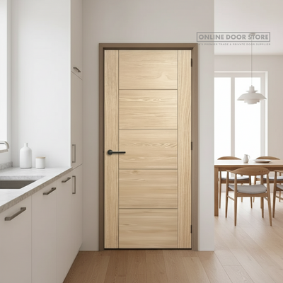Aster Horizontal Five Panel V-Groove Unfinished Oak FD30 Fire Door