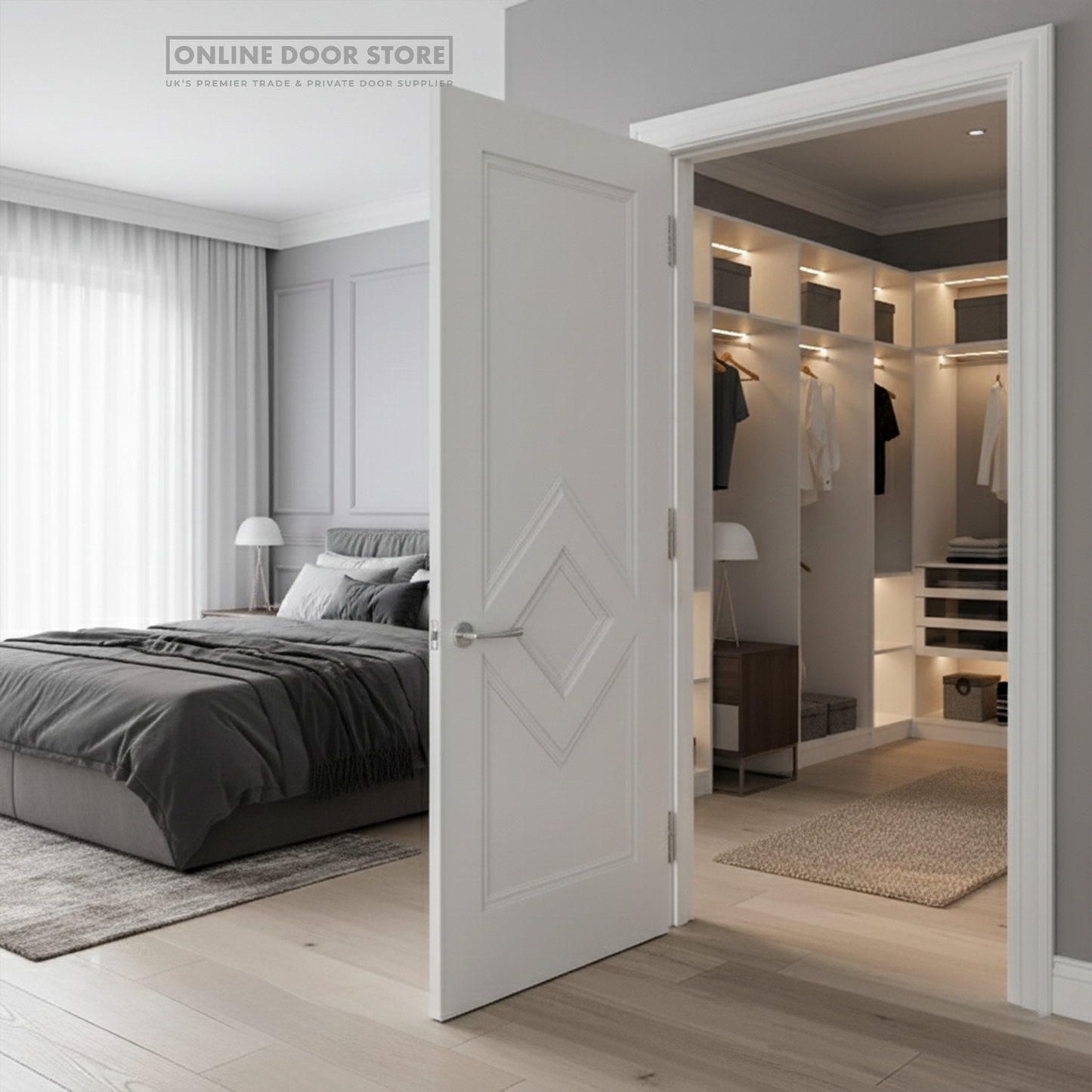 Deanta Ascot White Primed FD30 Fire Door