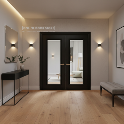 Deanta Blenheim Black Prefinished FSC Internal Bevelled Glazed Door