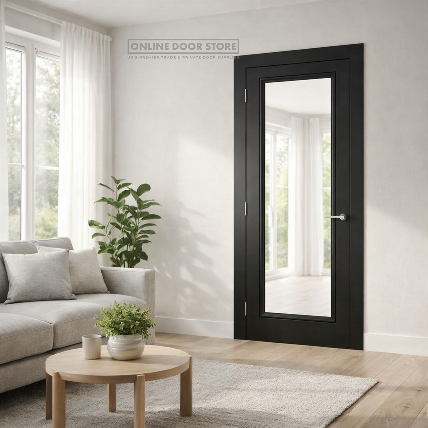 Deanta Blenheim Black Prefinished FSC Internal Bevelled Glazed Door