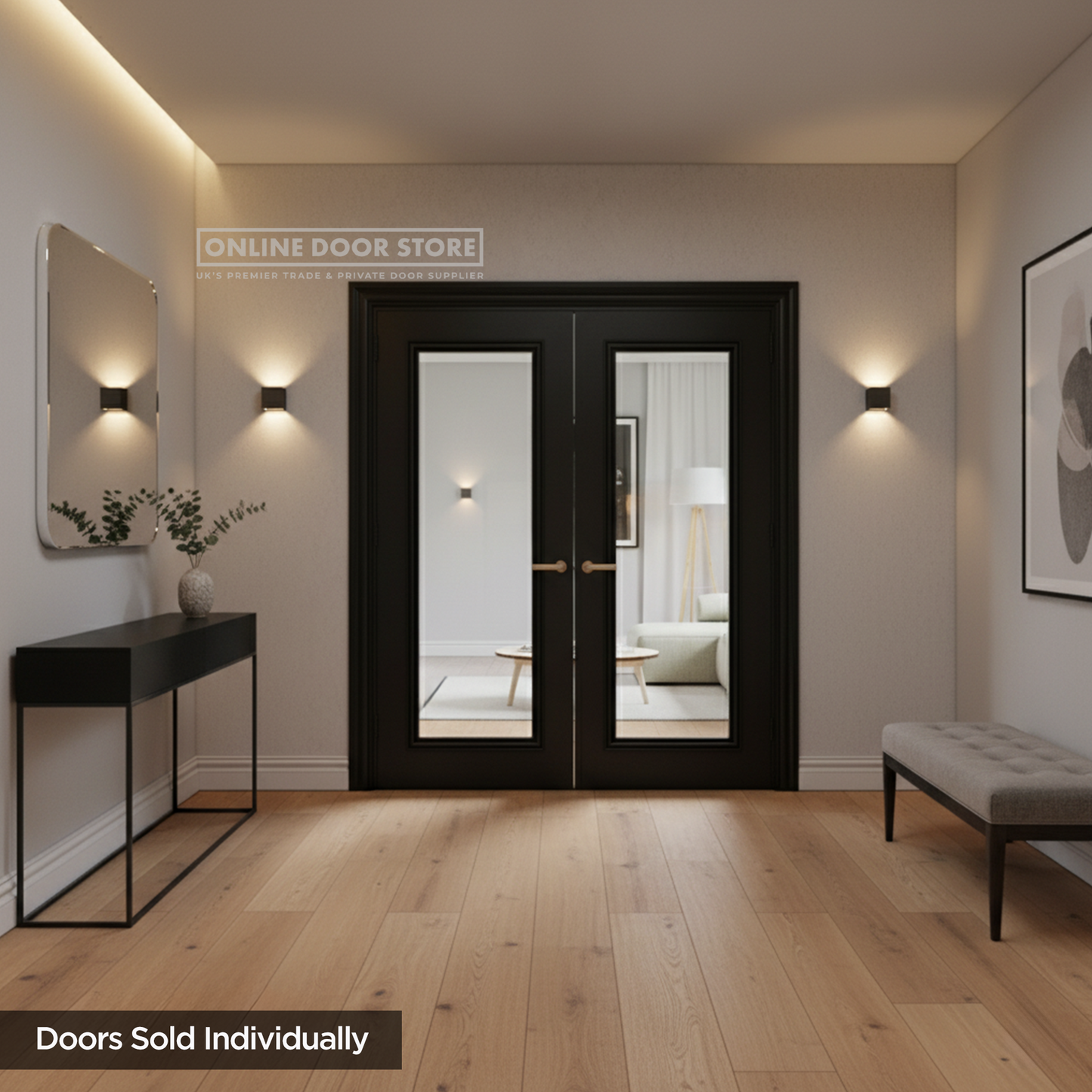 Deanta Blenheim Black Prefinished FSC Internal Bevelled Glazed Door