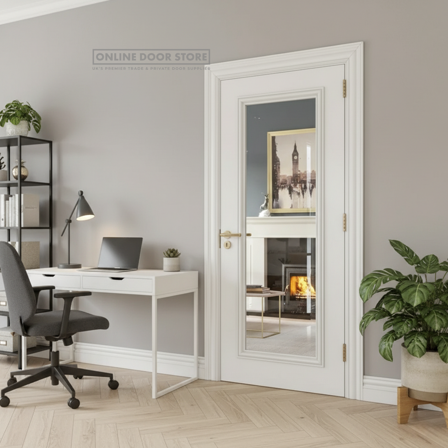 Deanta Blenheim White Primed FSC Internal Bevelled Glazed Door