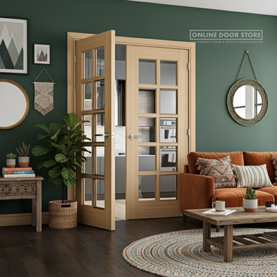 Deanta Bristol Unfinished Oak Bevelled Internal Glazed Door