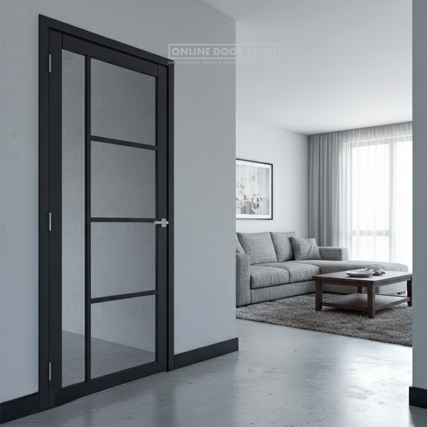 Deanta Brixton Pre-Finished Black Tinted Internal Glazed Door