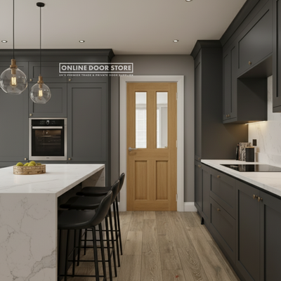 Deanta Bury Prefinished Oak Glazed FD30 Fire Door