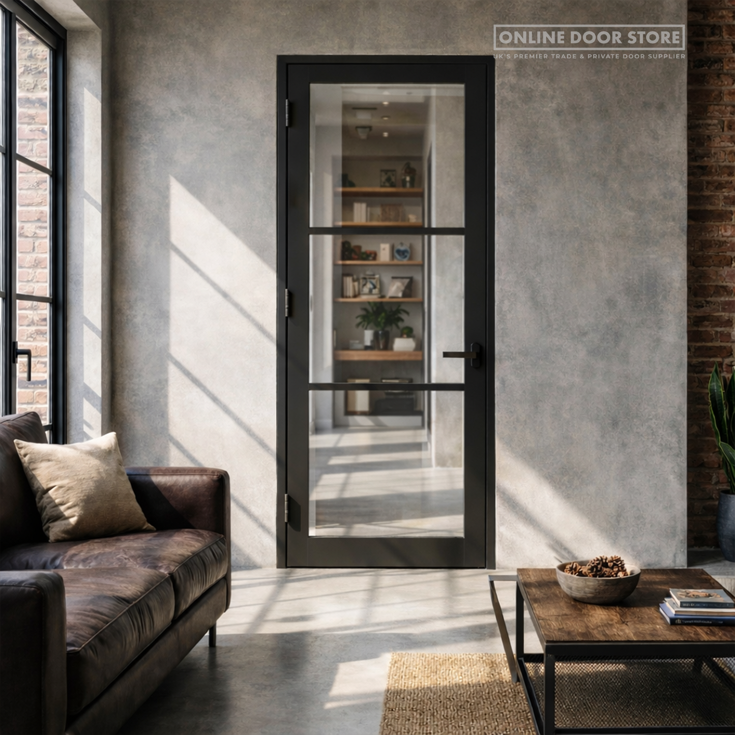 Deanta Camden Pre-Finished Black Internal Glazed Door