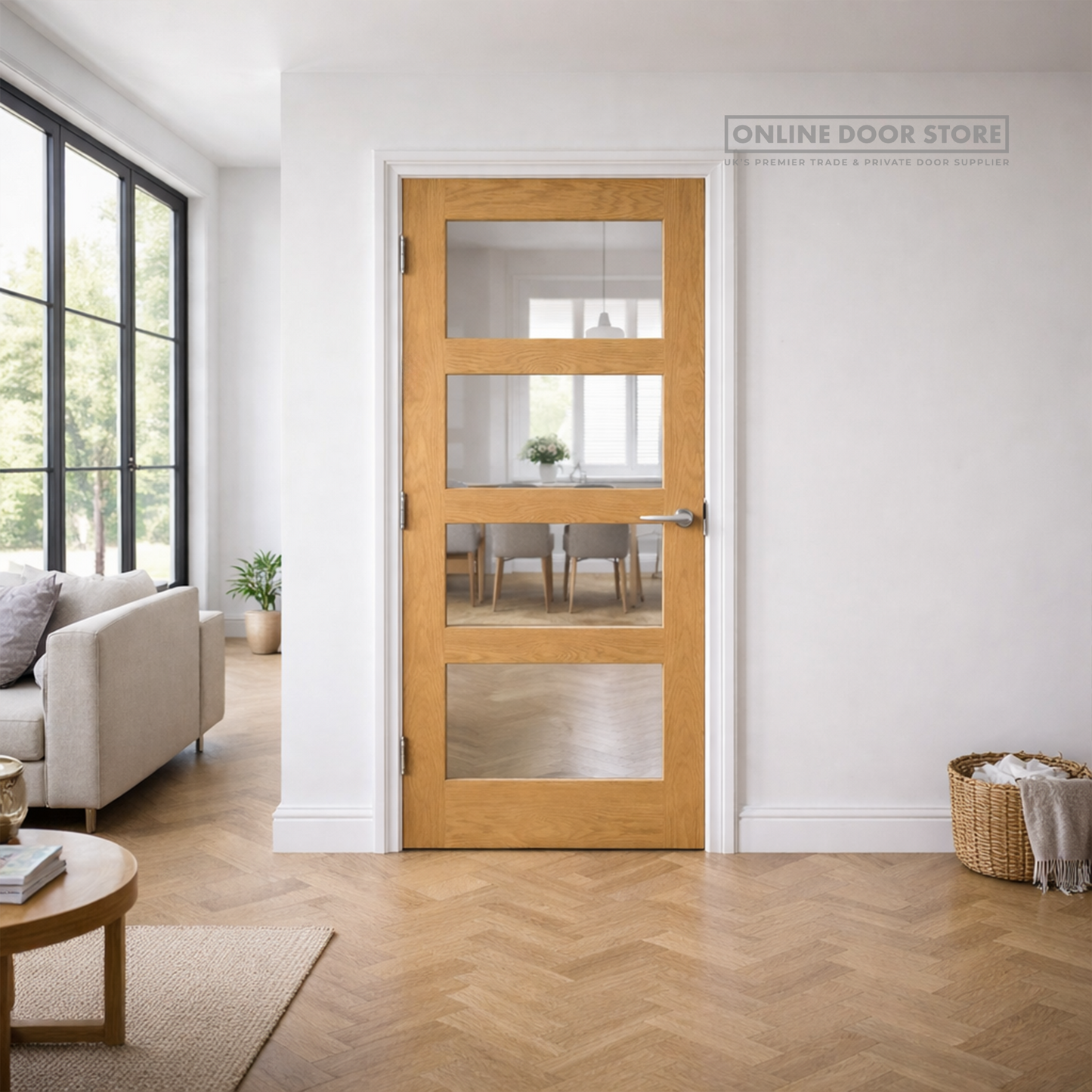 Deanta Coventry Prefinished Oak Glazed FD30 Fire Door