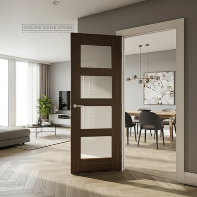 Deanta Coventry Prefinished Walnut Glazed FD30 Fire Door