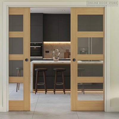 Deanta Coventry Unfinished Oak Glazed FD30 Fire Door