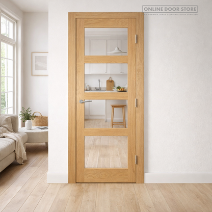 Deanta Coventry Unfinished Oak Glazed FD30 Fire Door