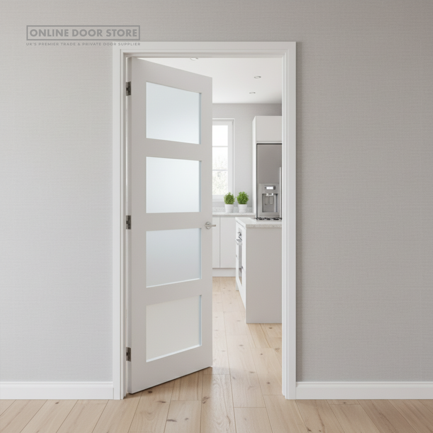 Deanta Coventry White Primed Frosted Internal Glazed Door
