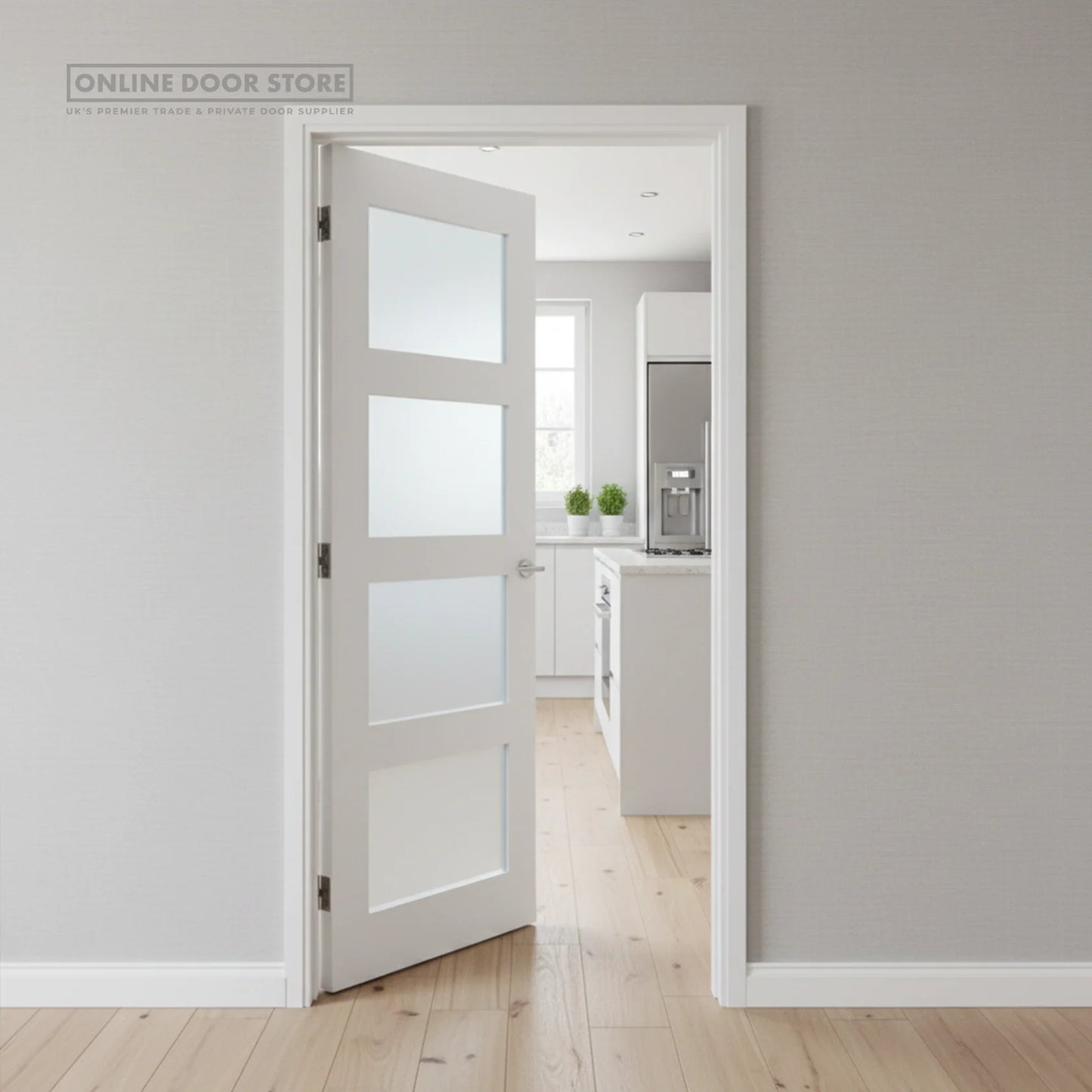 Deanta Coventry White Primed Glazed FD30 Fire Door
