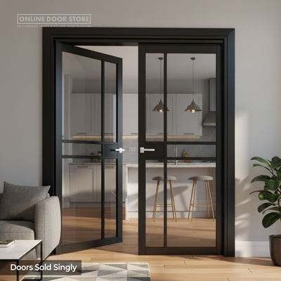 Deanta Dalston Pre-Finished Black Tinted Internal Glazed Door