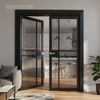 Deanta Dalston Pre-Finished Black Tinted Internal Glazed Door