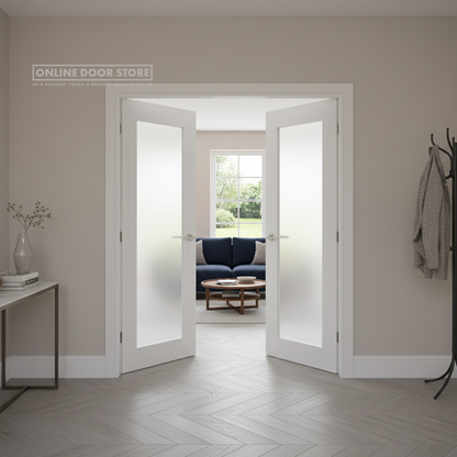 Deanta Denver White Primed Frosted Internal Glazed Door