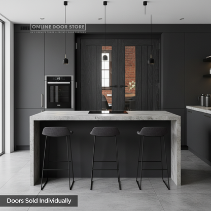 Deanta Ely Pre-Finished Brushed Black Oak Glazed 1SL FSC Internal Door