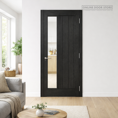 Deanta Ely Pre-Finished Brushed Black Oak Glazed 1SL FSC Internal Door