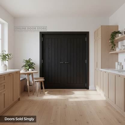 Deanta Ely Pre-Finished Brushed Black Oak Internal FD30 Fire Door