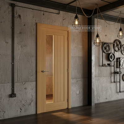 Deanta Ely Prefinished Oak Glazed FD30 Fire Door (1SL)