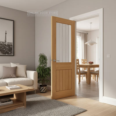 Deanta Ely Prefinished Oak Internal Glazed Door (1L Half)
