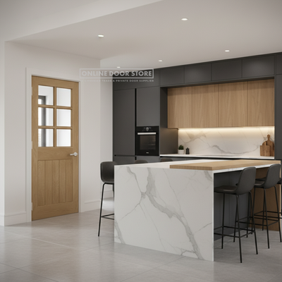 Deanta Ely Unfinished Oak Bevelled Internal Glazed Door (6L)