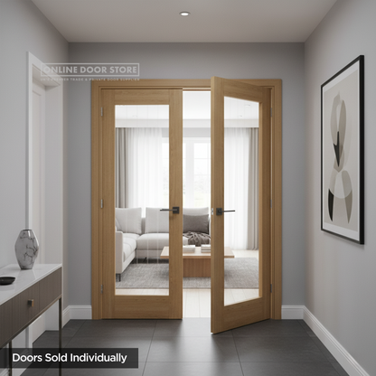 Deanta Ely Unfinished Oak Internal Glazed Door (1L Full)