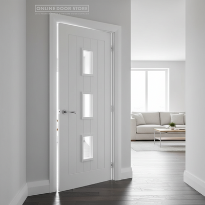 Deanta Ely White Primed (3L) Glazed FD30 Fire Door