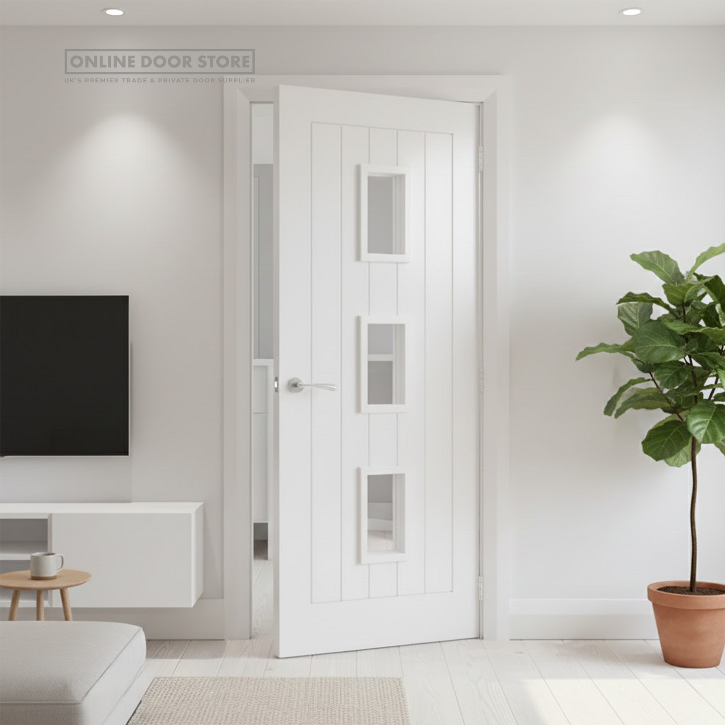 Deanta Ely White Primed Internal Glazed Door (3L)