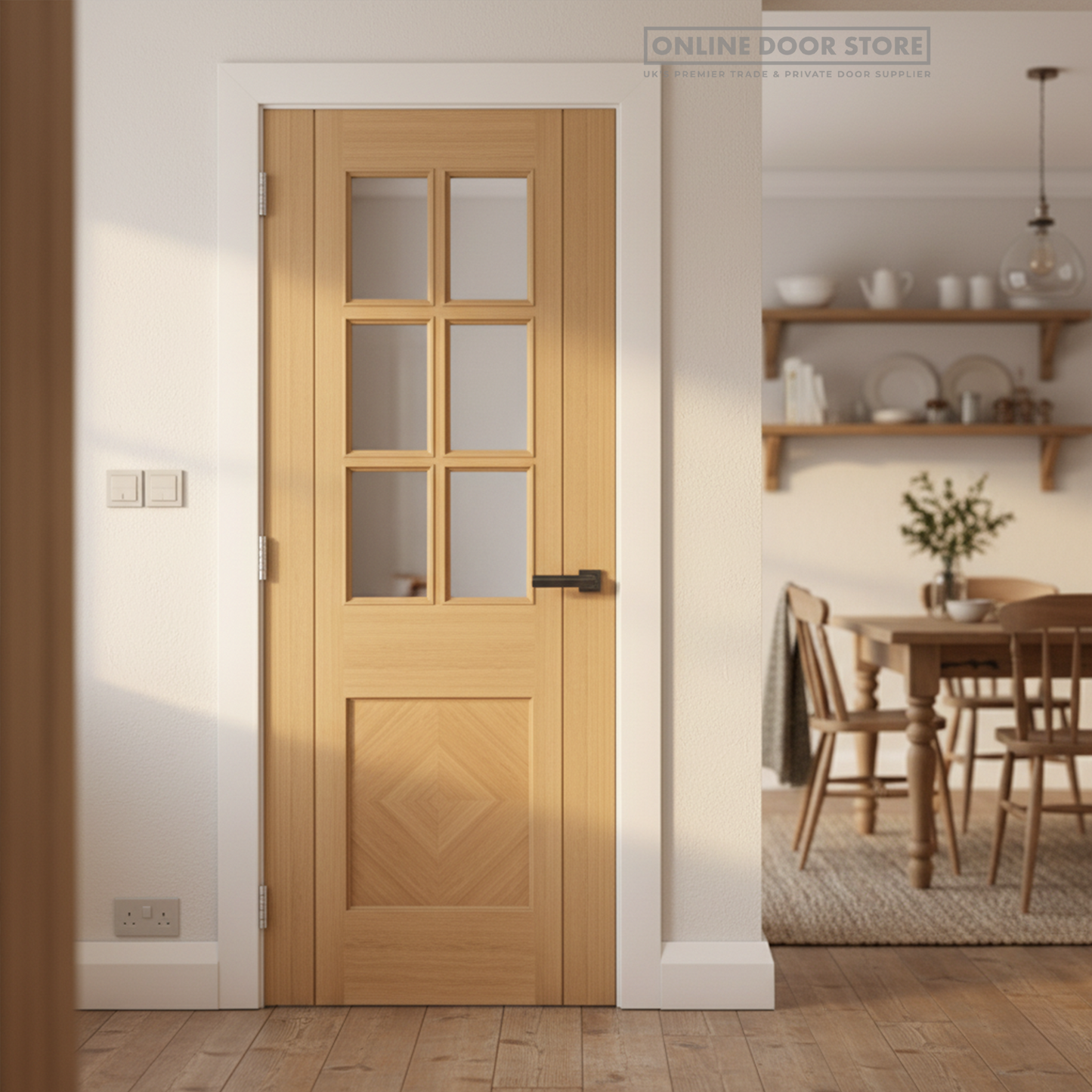 Deanta Kensington Prefinished Oak Bevelled Internal Glazed Door