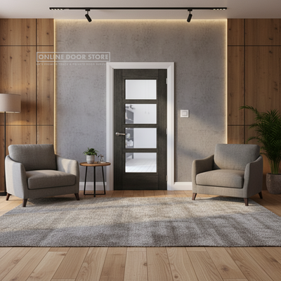 Deanta Montreal Dark Grey Ash Glazed FD30 Fire Door