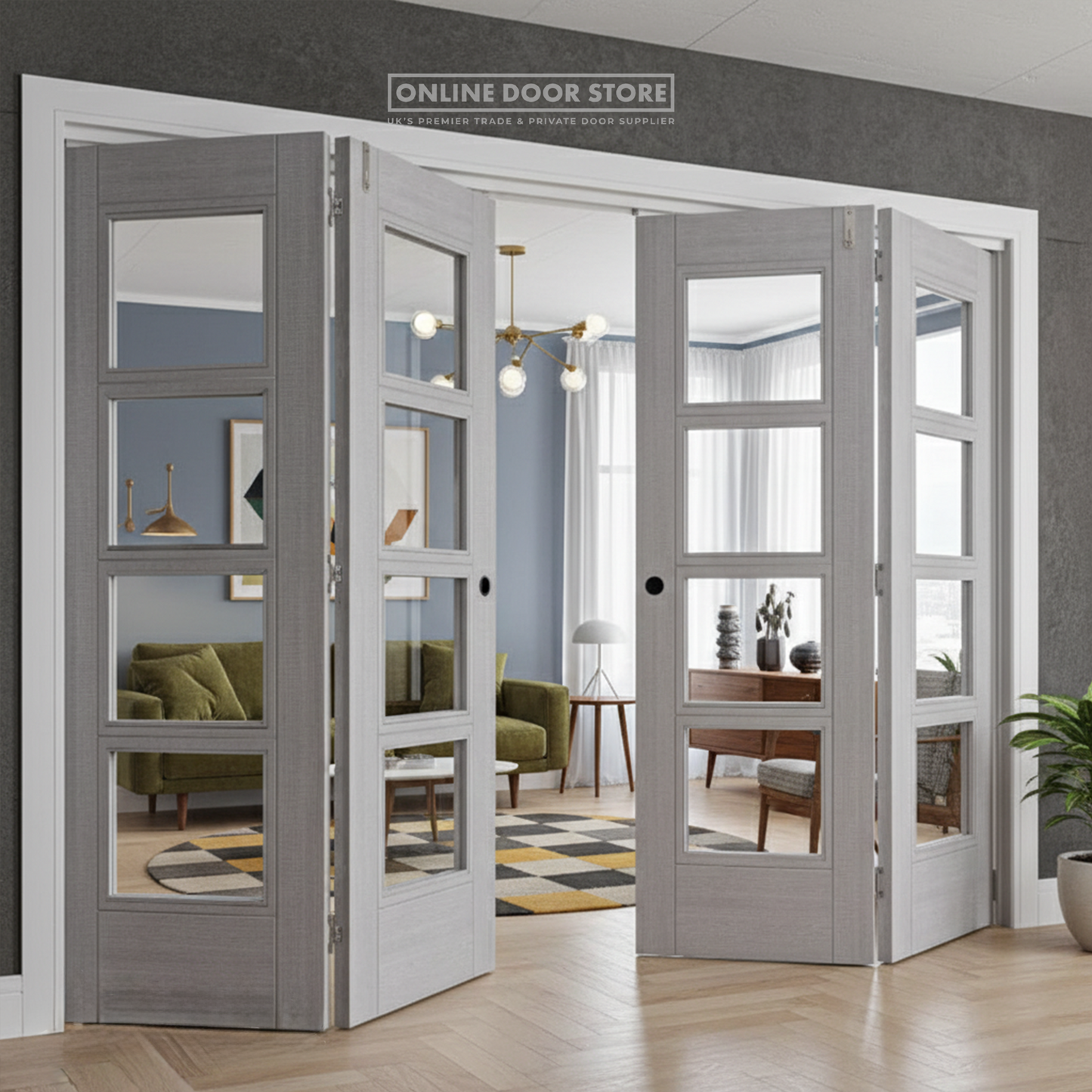 Deanta Montreal Light Grey Ash Internal Glazed Door